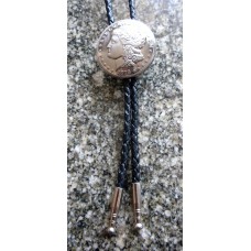 Bolo Tie Morgan Dollar Concho and Nickel Plated Tips.